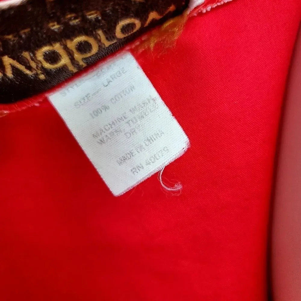 David Brown California Vintage Red‎ Cotton Maxi Robe White Piping Size L